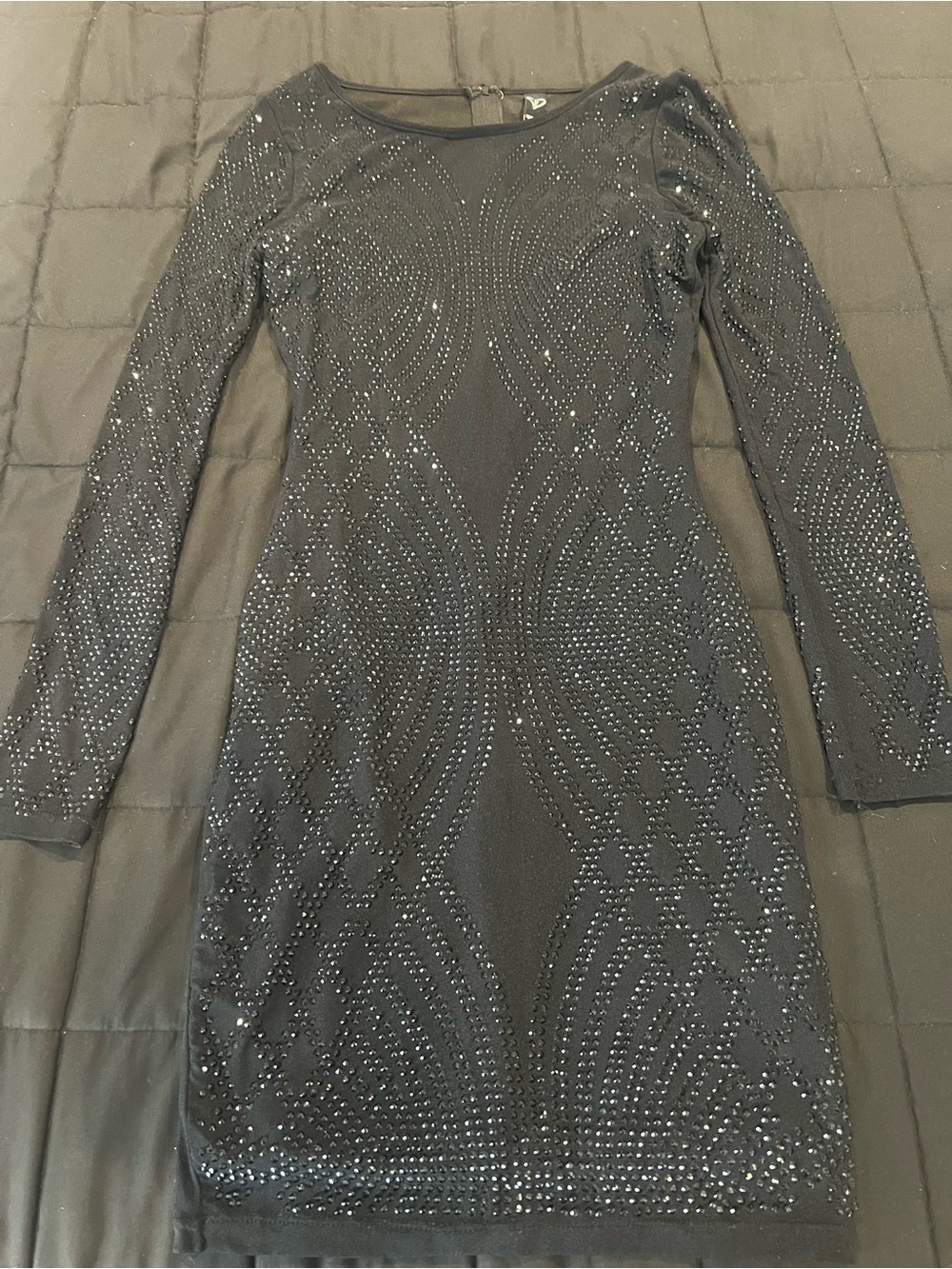 Windsor Black Long Sleeve Beaded Bodycon Dress